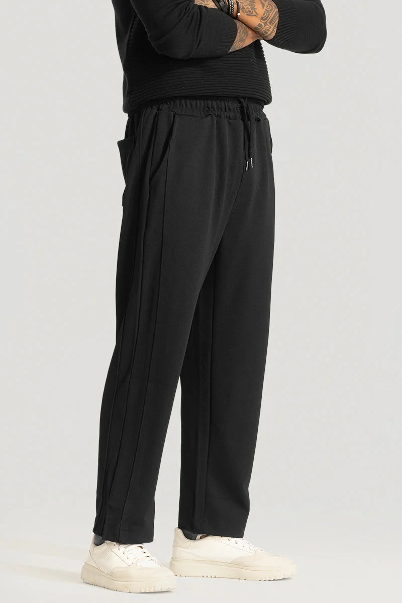 SNITCH Black Black Slit Ankle Pants for Men | Best Price UAE